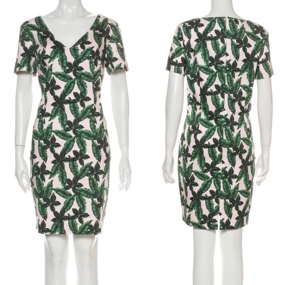 St. John Spring 2018 Tropical Palm Leaf Sheath Dress Size 8 - Picture 2 of 10